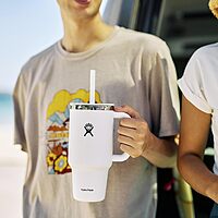 Hydro Flask Travel Tumbler with Handle, Lid and Straw - Insulated Stainless Steel