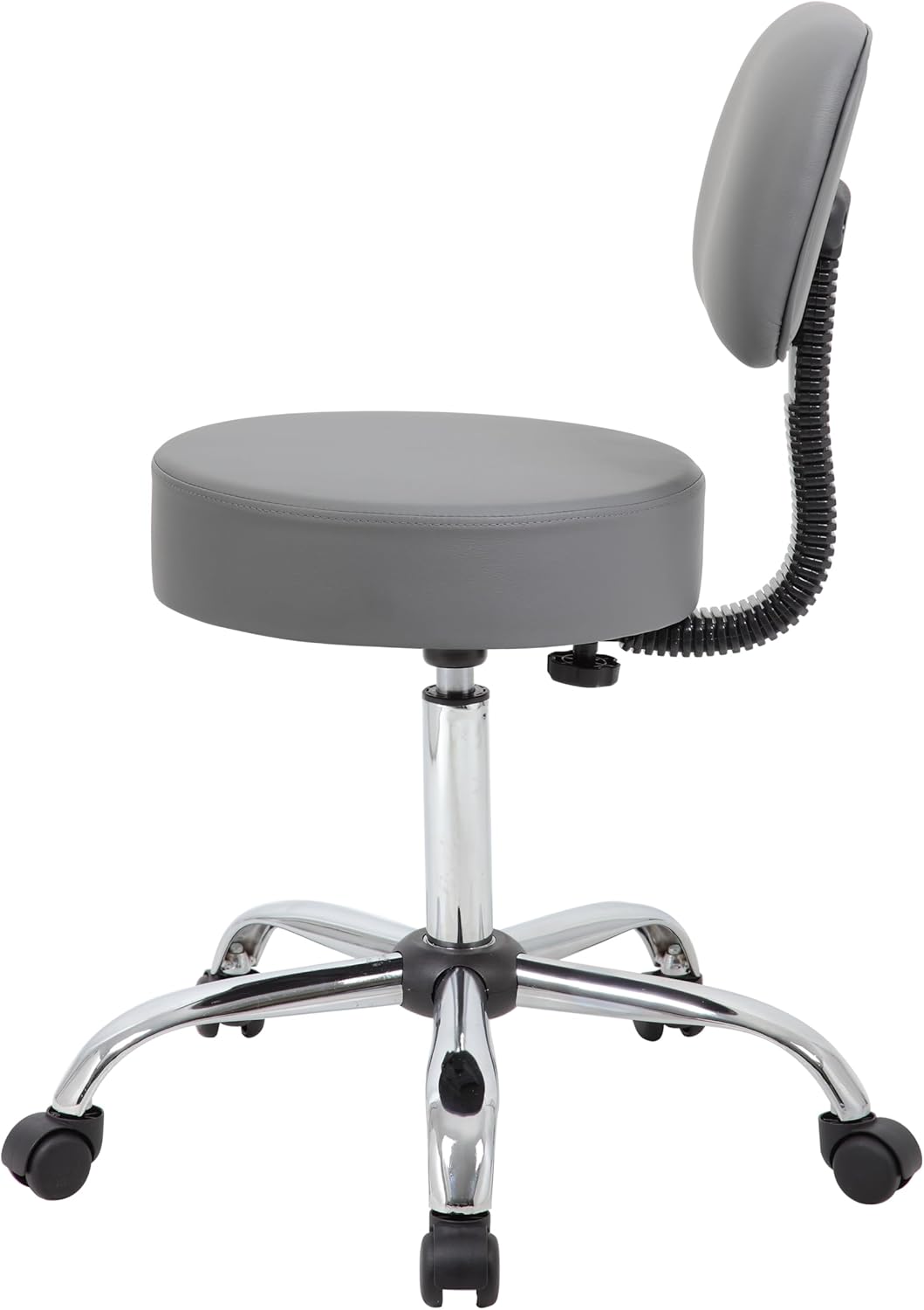 BOSS OFFICE PRODUCTS Medical Stool with Back, Antimicrobial Vinyl, Chrome Base