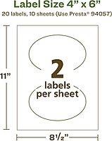 AVERY EcoFriendly Matte White Recycled Oval Labels, 4" x 6", Print-to-The-Edge, Permanent Adhesive, Laser/Inkjet Printable