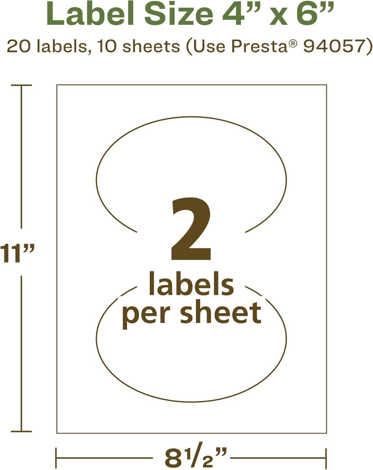 AVERY EcoFriendly Matte White Recycled Oval Labels, 4" x 6", Print-to-The-Edge, Permanent Adhesive, Laser/Inkjet Printable