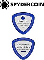 Spyderco 2025 Commemorative SpyderCoin - Reuleaux Triangle Shape, Blue & White Enamel, Honors Law Enforcement & Military