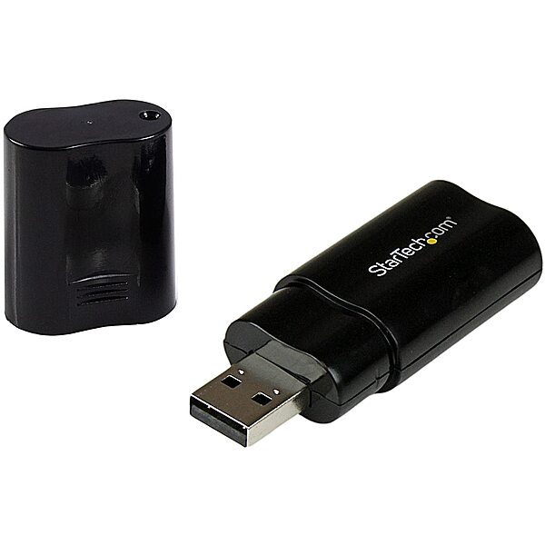 StarTech.com USB Sound Card - 3.5mm Audio Adapter - External Sound Card - Black - External Sound Card, TAA (ICUSBAUDIOB)