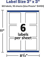 AVERY Glossy Clear Square Labels with Sure Feed, 3" x 3"