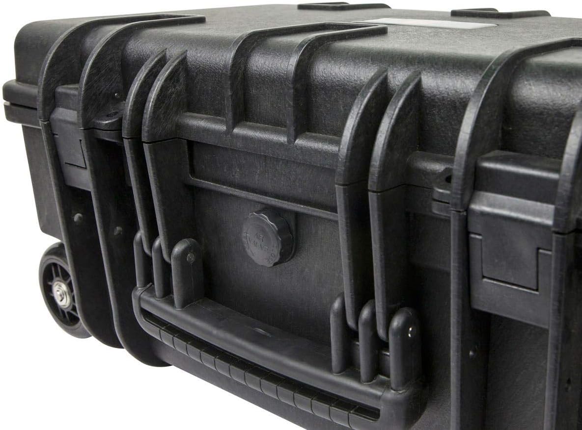 Monoprice Weatherproof Hard Case - 22 x 14 x 10 Inches, With Wheels and Customizable Foam, Shockproof, IP67