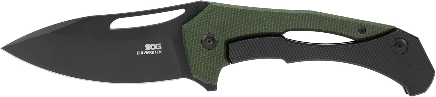 SOG Bulwark Folding Knife, D2 Steel PVD Finish, Micarta Handle