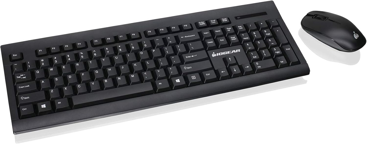 IOGEAR Wireless Keyboard and Mouse - 2.4GHz Full-Size Mouse Keyboard Combo - Spill-Resistant/Spill-Proof
