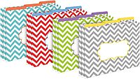 Barker Creek Designer File Folders Set of 12, Beautiful Chevron, Multicolor Chevrons on Outside, Soft Colors on Inside