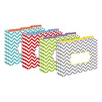 Barker Creek Designer File Folders Set of 12, Beautiful Chevron, Multicolor Chevrons on Outside, Soft Colors on Inside