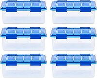 IRIS USA 6Pack 19qt WEATHERPRO Airtight Plastic Storage Bin with Lid and Seal and Secure Latching Buckles