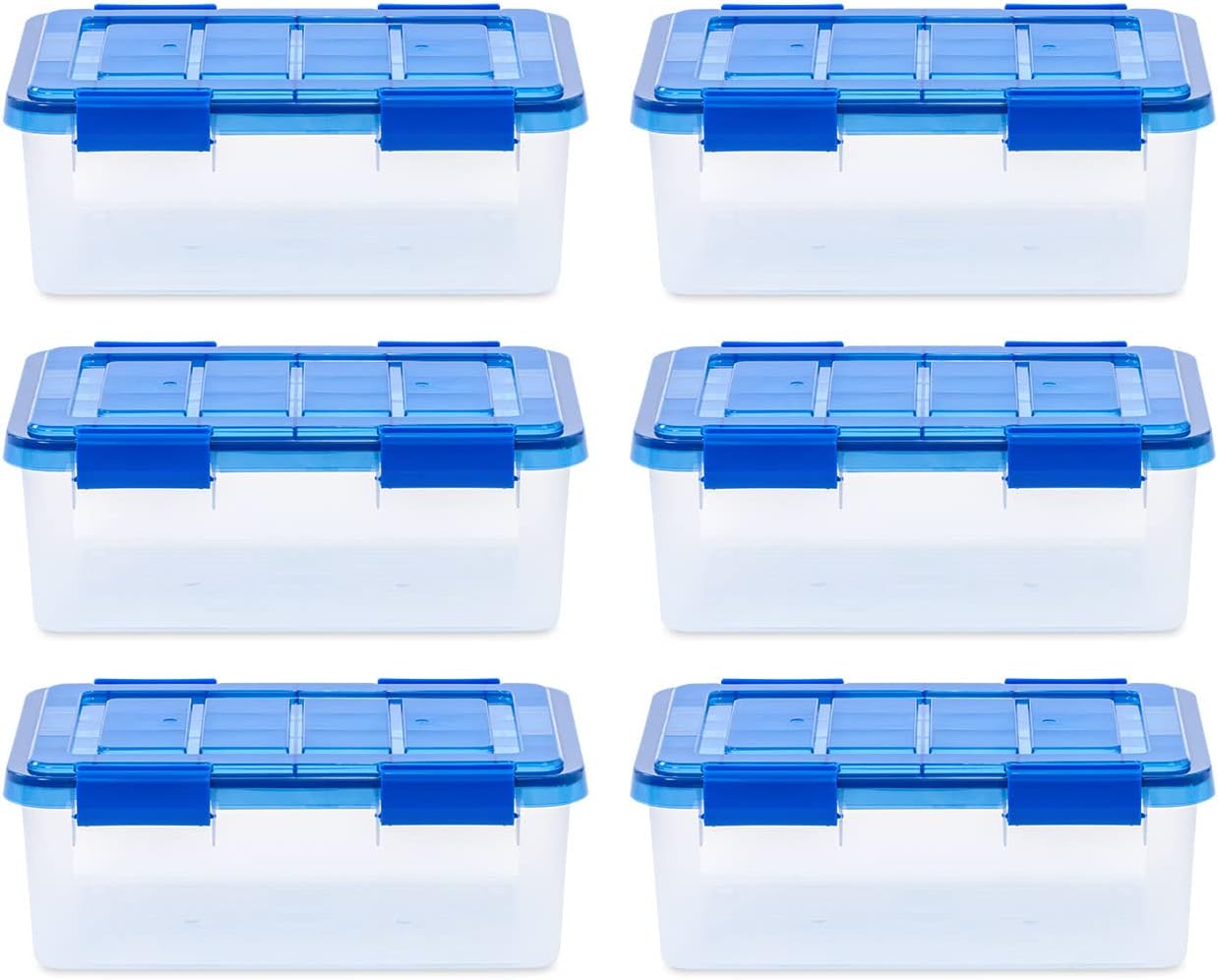 IRIS USA 6Pack 19qt WEATHERPRO Airtight Plastic Storage Bin with Lid and Seal and Secure Latching Buckles