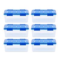 IRIS USA 6Pack 19qt WEATHERPRO Airtight Plastic Storage Bin with Lid and Seal and Secure Latching Buckles