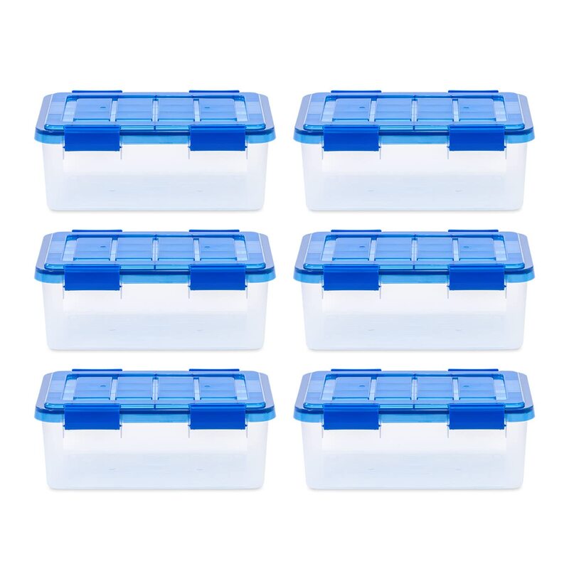 IRIS USA 6Pack 19qt WEATHERPRO Airtight Plastic Storage Bin with Lid and Seal and Secure Latching Buckles