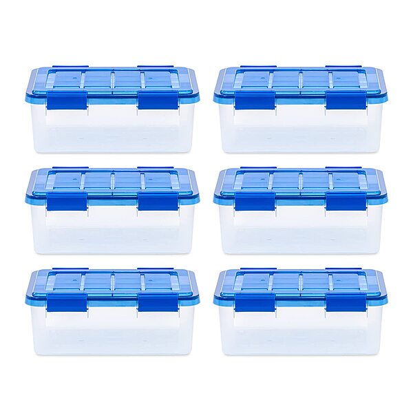 IRIS USA 6Pack 19qt WEATHERPRO Airtight Plastic Storage Bin with Lid and Seal and Secure Latching Buckles