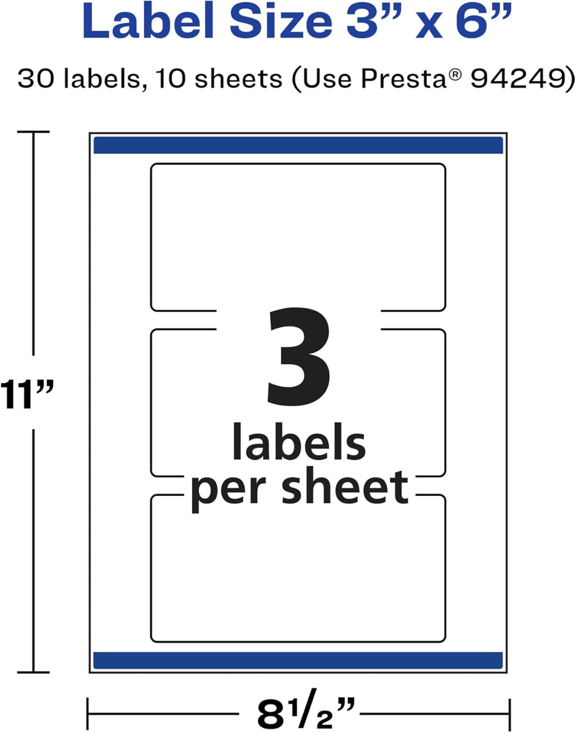 Avery Glossy White Rectangle Labels, Sure Feed Technology, 3" x 6"