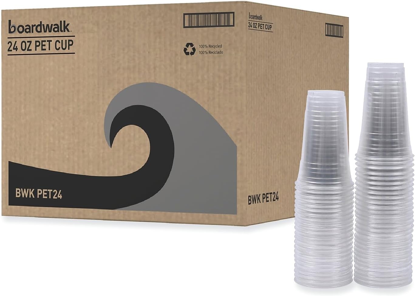 Boardwalk PET24 Clear Plastic Cold Cups, 24 Oz, 600/carton