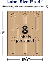 Avery Kraft Brown Lollipop Labels, Sure Feed Technology, 1" x 4", 120 Kraft Brown Labels, Print-to-The-Edge, Laser/Inkjet Printable 120 labels