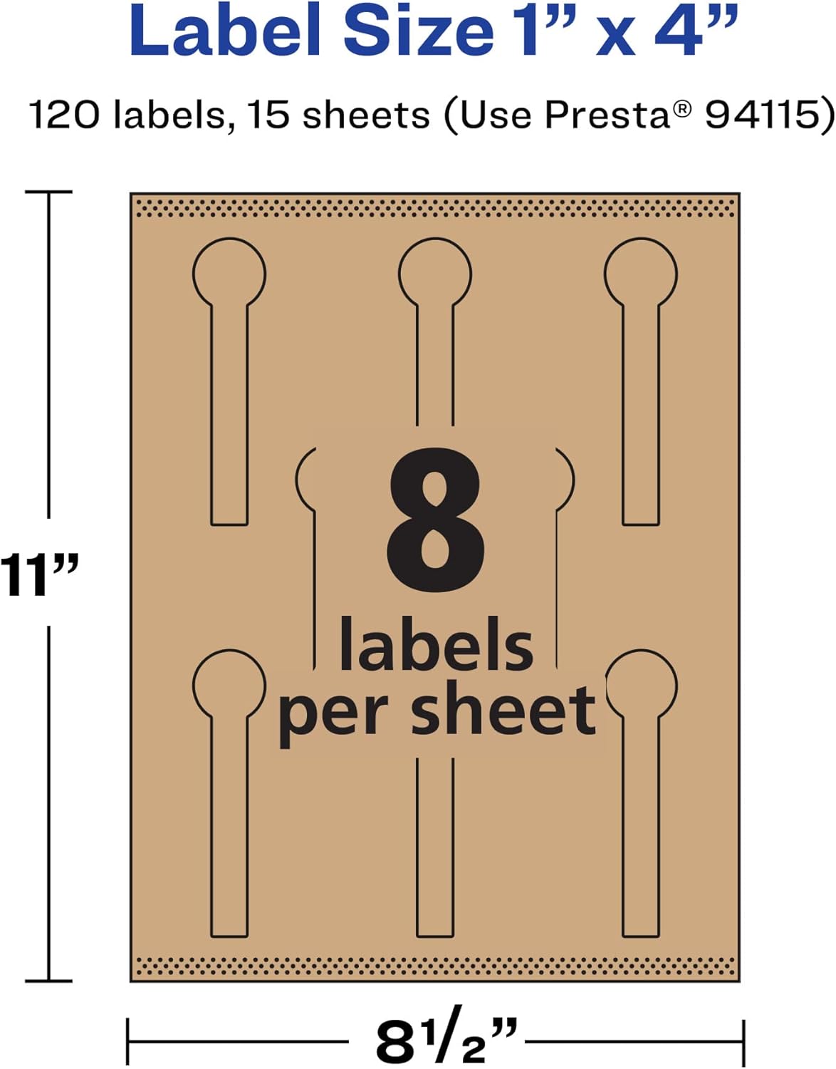 Avery Kraft Brown Lollipop Labels, Sure Feed Technology, 1" x 4", 120 Kraft Brown Labels, Print-to-The-Edge
