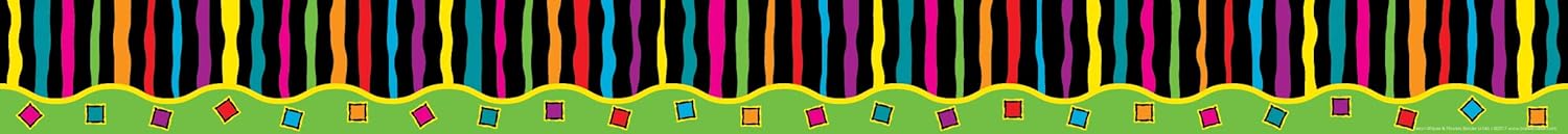 Barker Creek Double-Sided Border, Neon Stripes & Flower Power, Trim Out Bulletin Boards and Create Colorful Displays