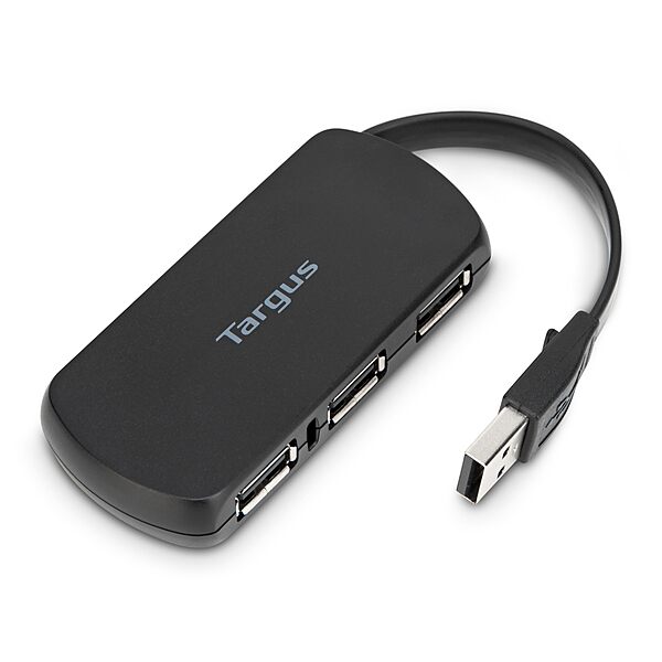 Targus 4-Port USB 2.0 Hub, Black - Compatible with PC and Mac, Sleek and Travel Friendly (ACH114US)