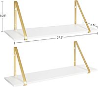 KATE AND LAUREL Soloman Wooden Floating Shelves with Metal Brackets