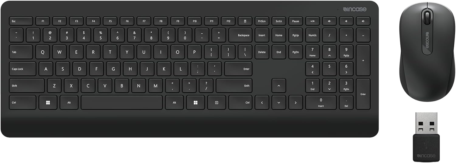 Incase Wireless Desktop 900 Keyboard and Mouse Combo - Designed by Microsoft – Quiet Touch Keys, Ambidextrous Design