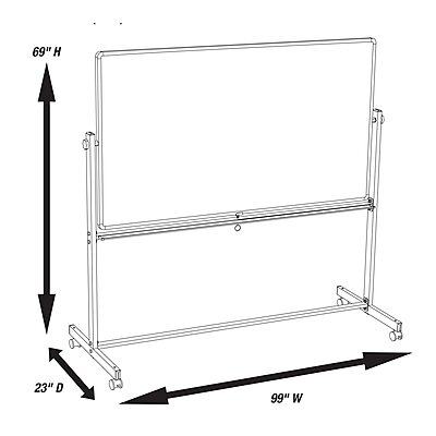 Luxor Mobile Dry Erase Double-Sided Magnetic Whiteboard with Aluminum Frame and Stand - 96"W x 40"H