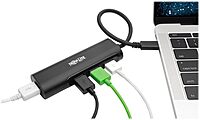 Tripp Lite USB C Hub 4-Port w/ 4x USB-A Portable Compact USB Type C, USB-C Thunderbolt 3 Black (U460-004-4AB)