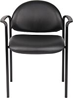 Boss Office Products Dimond Caressoft Stacking Chair with Arms in Black 250 lbs.