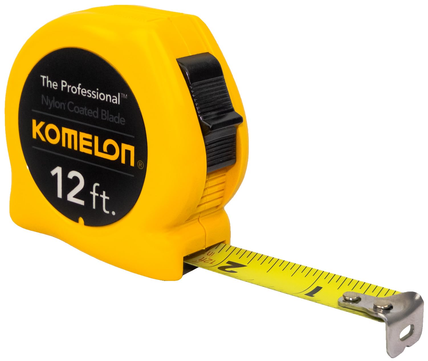Komelon 4912 The Professional Nylon Coated Steel Blade Tape Measure 12-Feet by 5/8-Inch, Yellow Case 3.7 m