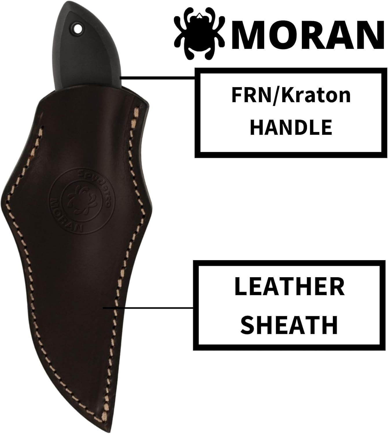 Spyderco Moran Upswept Gray Fixed Blade Knife - Damasteel DS93X with FRN/Kraton Handle, PlainEdge - FB01PGYD