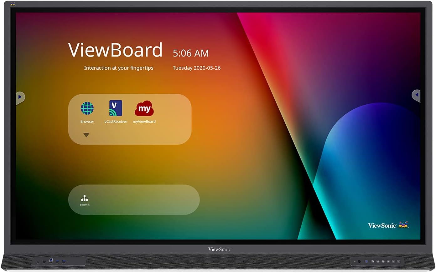 ViewSonic IFP6552 65 Inch ViewBoard 4K Interactive Flat Panel Display with 33-Point Touch, Integrated Microphone and HDMI