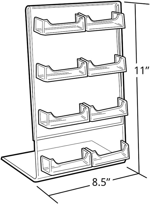 Azar Displays L-Shape Sign Holder with Attached Pockets, Clear Acrylic Countertop Display