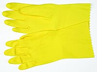 MCR Safety 5280P 8-1/2-Inch Flock Lined Latex Scalloped Cuff Seamless Rubber Gloves, Yellow, Medium, 1-Pair