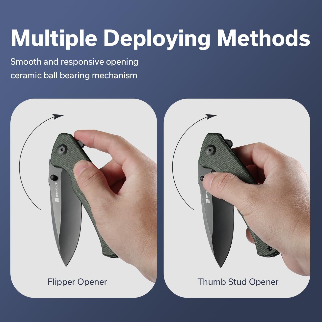 SENCUT Slashkin Folding Pocket Knife, Thumb-Stud & Flipper Opener