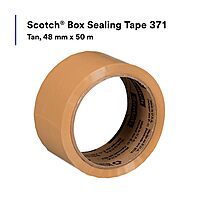 3M Scotch Box Sealing Tape 371 Tan, 48 mm x 50 m (Case of 36)