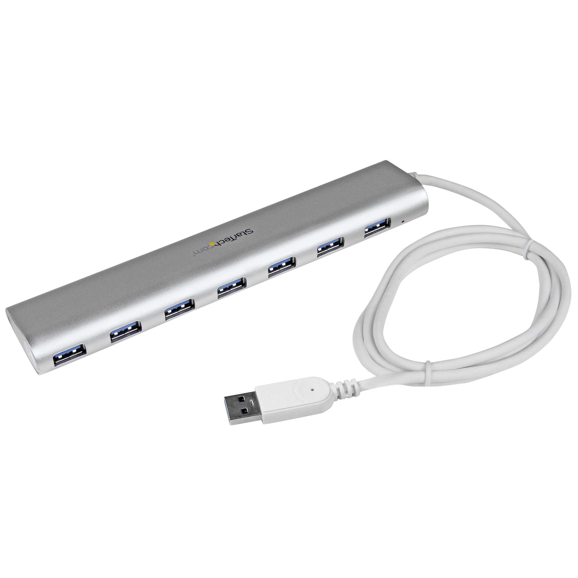 StarTech.com 7-Port USB Hub, USB A to 7x USB-A Ports, USB 3.2 5Gbps, Self-Powered, Portable Laptop Hub with power supply