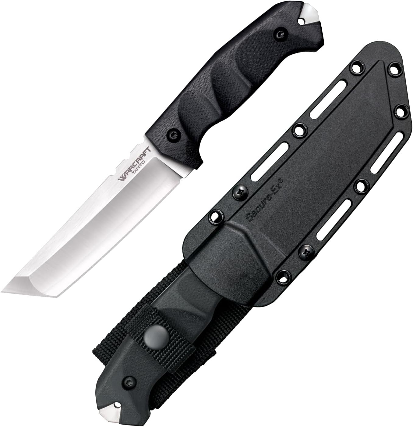 COLD STEEL Warcraft San Mai III Tanto Fixed Blade Knife with G-10 Handle and Secure-Ex Sheath