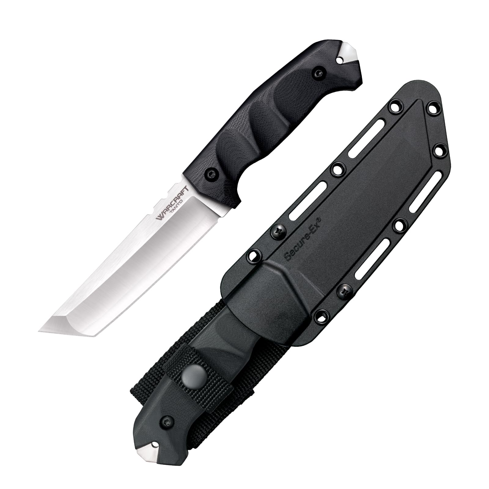COLD STEEL Warcraft San Mai III Tanto Fixed Blade Knife with G-10 Handle and Secure-Ex Sheath