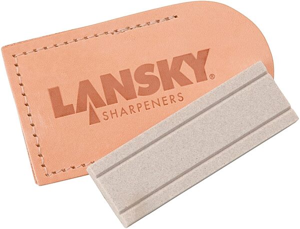 Lansky 3" Hard Super Arkansas Pocket Stone with 2 Sharpening Grooves and Pouch