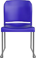 Flash Furniture Hercules Series 880 lb. Capacity Blue Full Back Contoured Stack Chair with Gray Powder Coated Sled Base