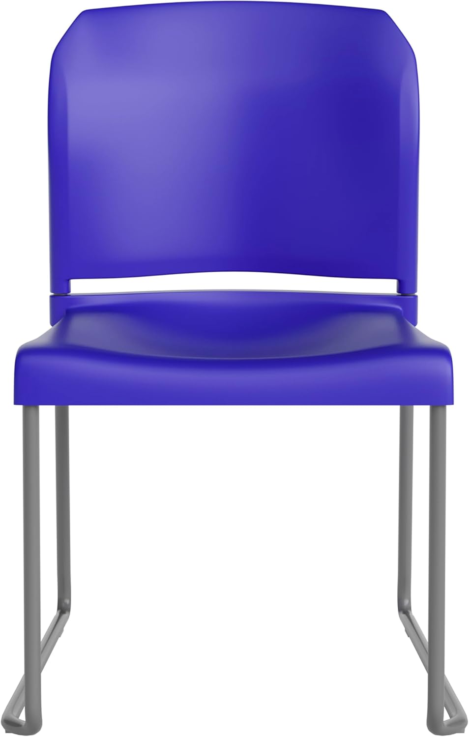 Flash Furniture Hercules Series 880 lb. Capacity Blue Full Back Contoured Stack Chair with Gray Powder Coated Sled Base