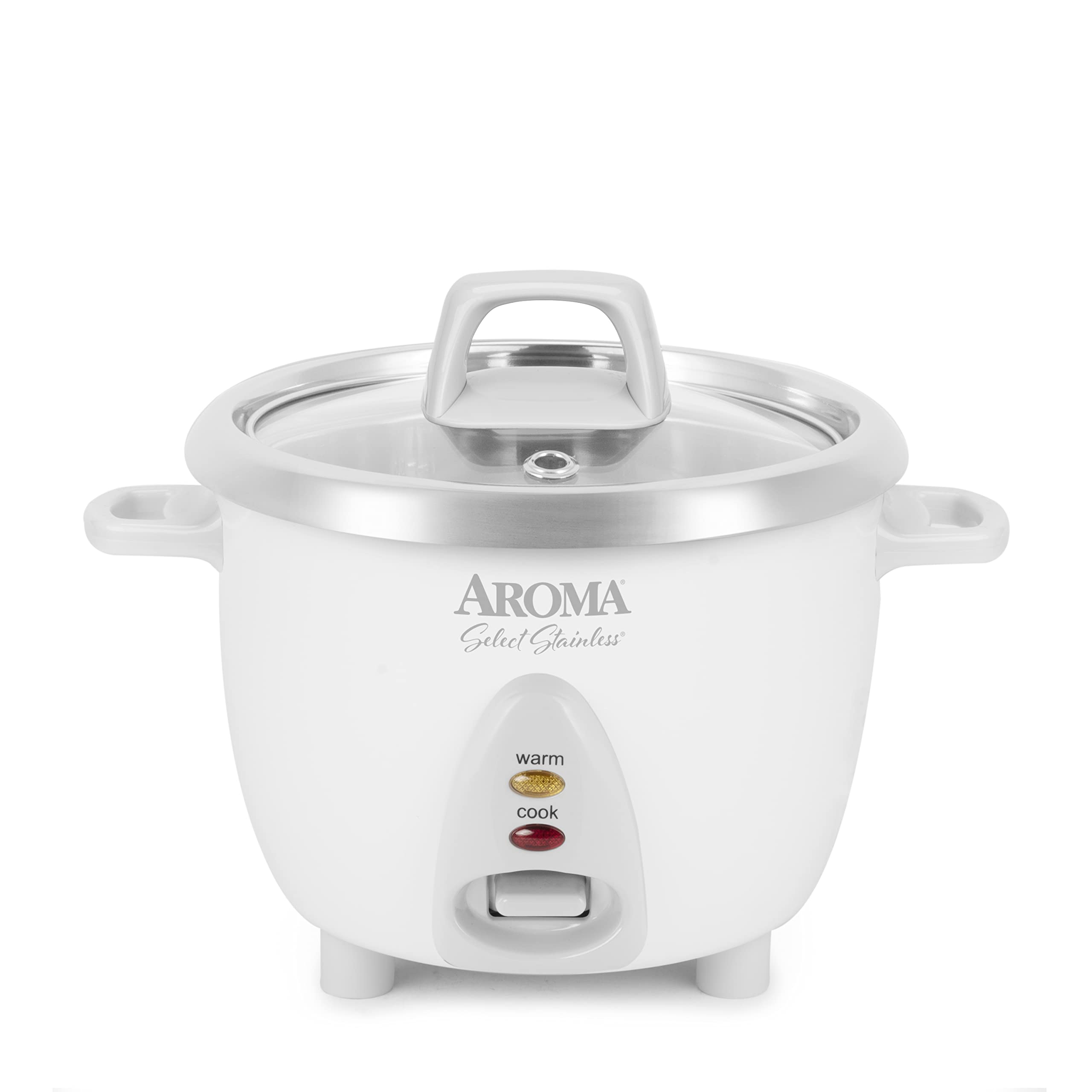 AROMA® Select Stainless® Rice Cooker, 3-Cup (Uncooked) / 6-Cup (Cooked), Stainless Steel Inner Pot, Small Rice Cooker