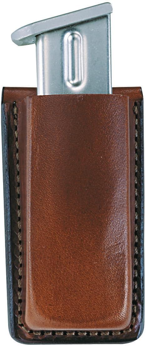 BIANCHI Model 20A Open Top Leather Magazine Pouch with Spring-Steel Belt Clip