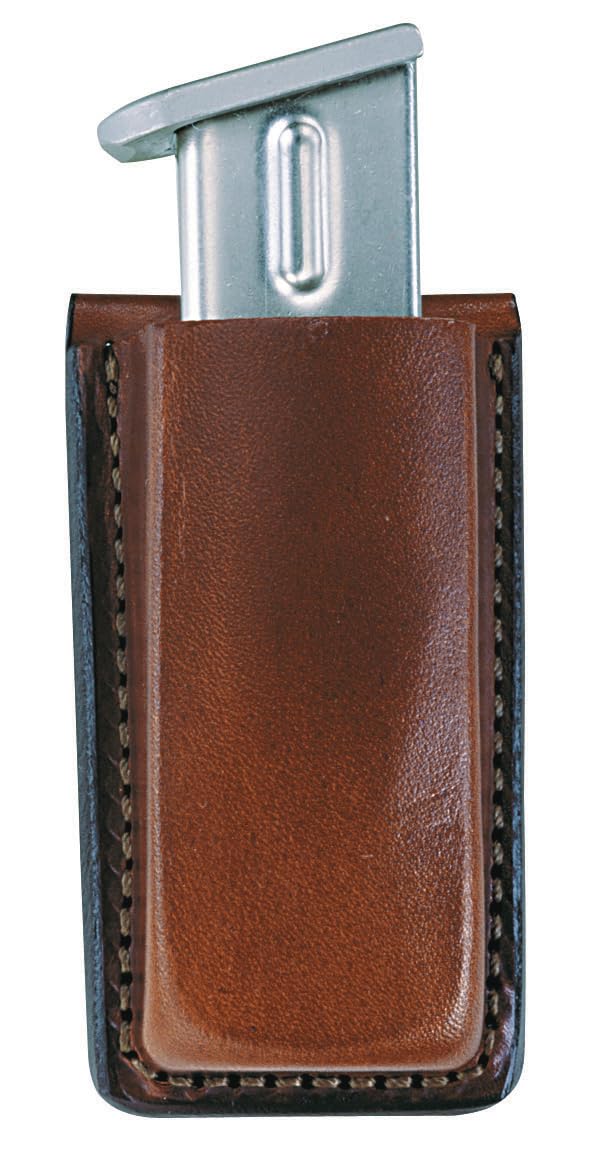 BIANCHI Model 20A Open Top Leather Magazine Pouch with Spring-Steel Belt Clip