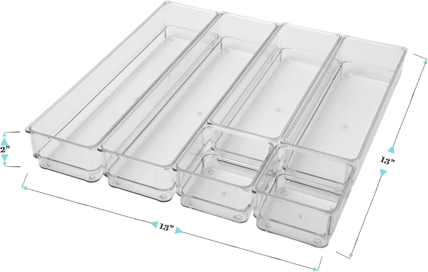 Martha Stewart Plastic Stackable Office Desk Drawer Organizers, Set of 6