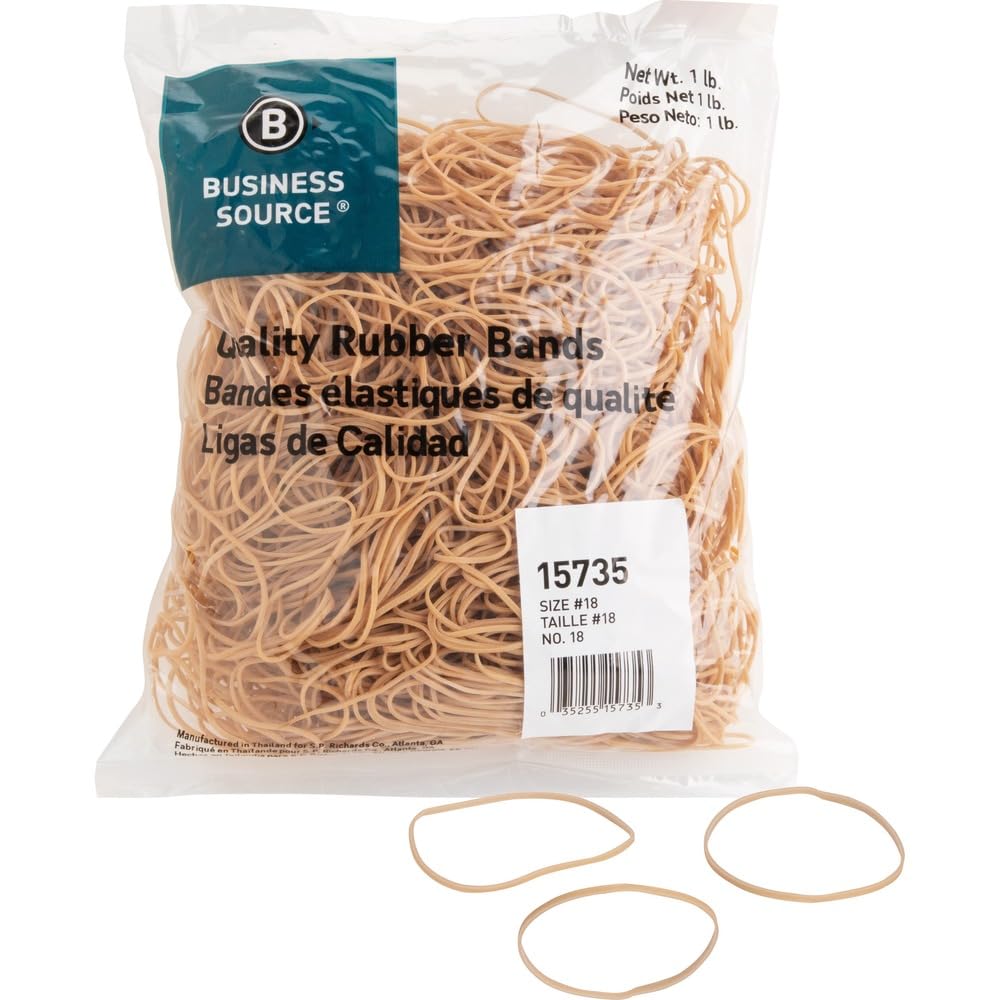 Business Source Quality Rubber Bands - Size: #18 - 3in Length x 0.1in Width - Sustainable - Rubber - Crepe - 1480 / Pack