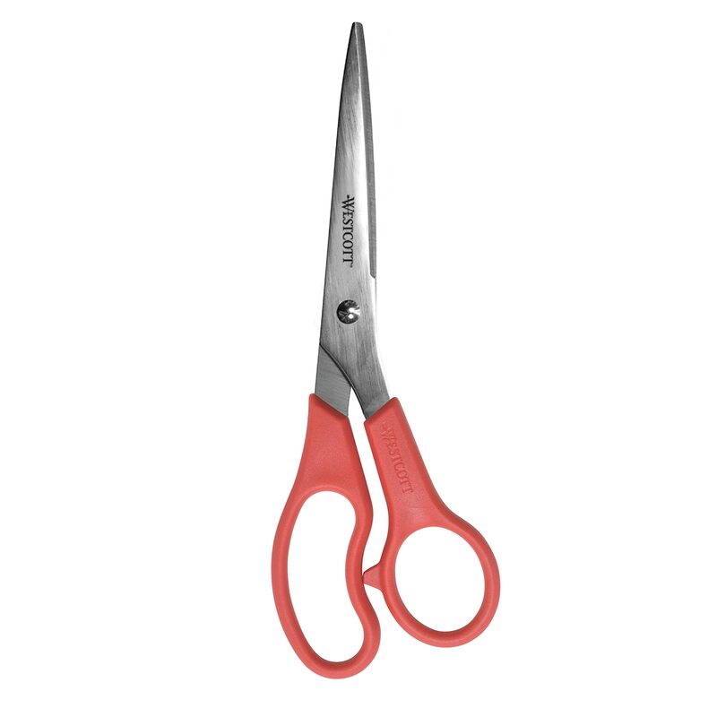 Westcott 8" All Purpose Value Stainless Steel Straight Scissors, Red Red, 1-Pack