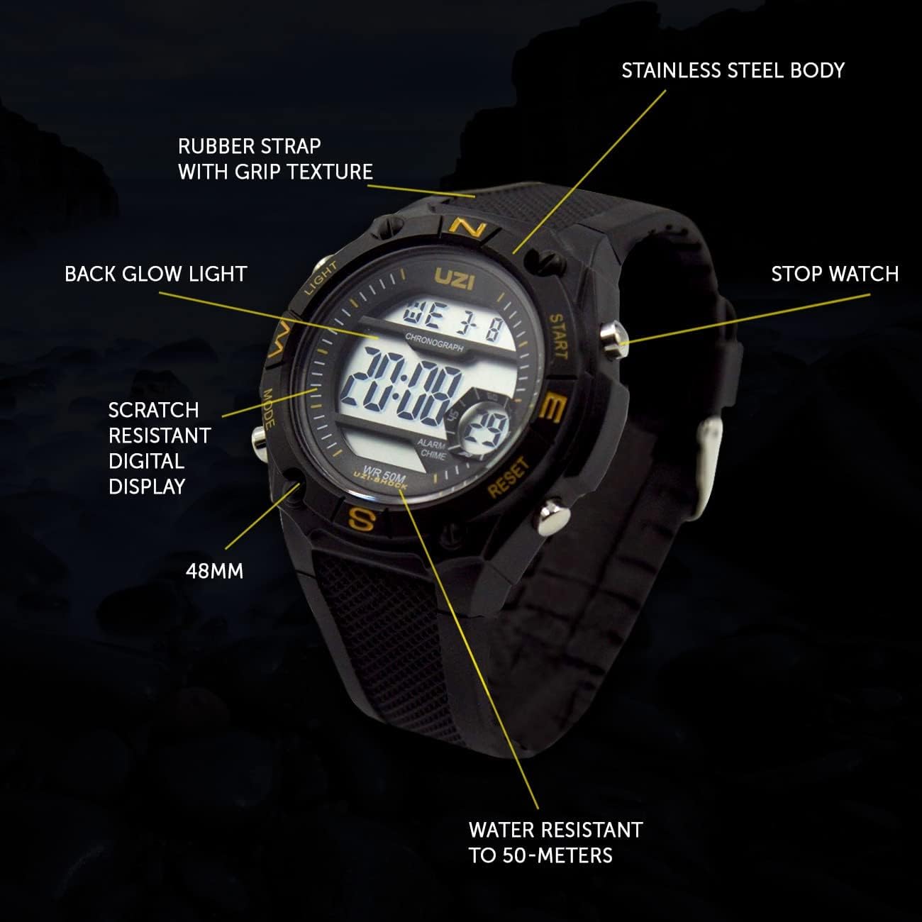 UZI Z-Shock Men's Military Tactical Shock Digital Watch