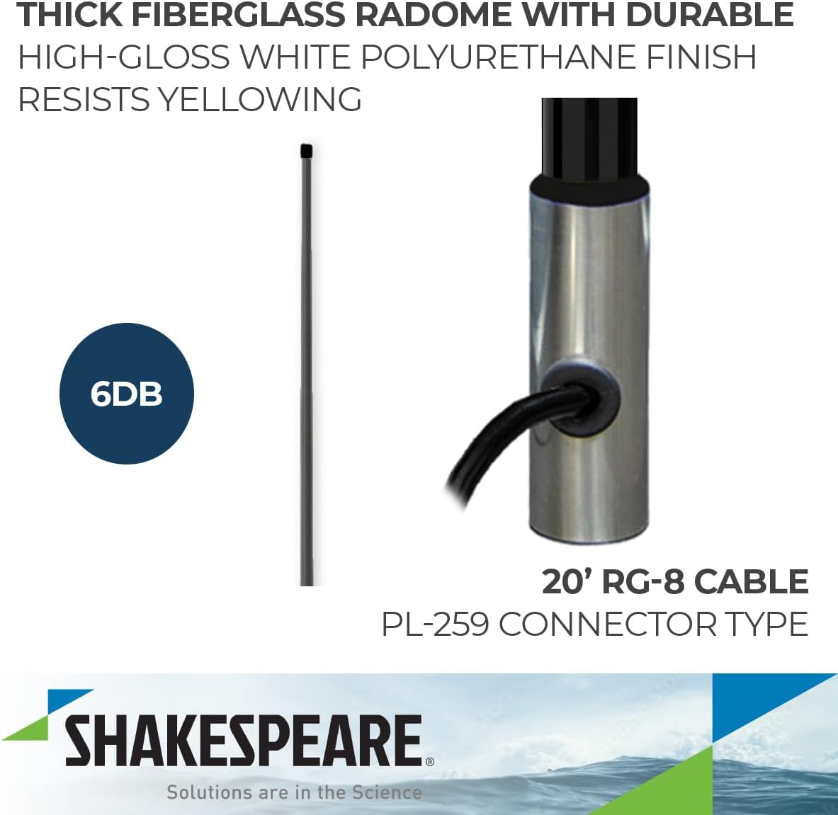 Shakespeare Galaxy 5226-XT 8' Black VHF Antenna - 6dB Gain