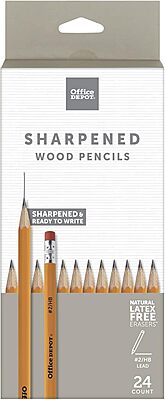 Office Depot® Brand Presharpened Wood Pencils, #2 Medium Soft Lead, Yellow, Pack Of 24 Pencils